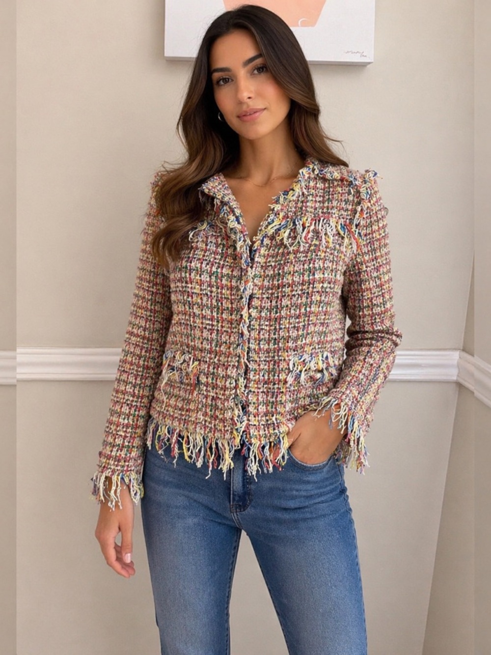 Zara Multicolor Tweed Women's Jacket small